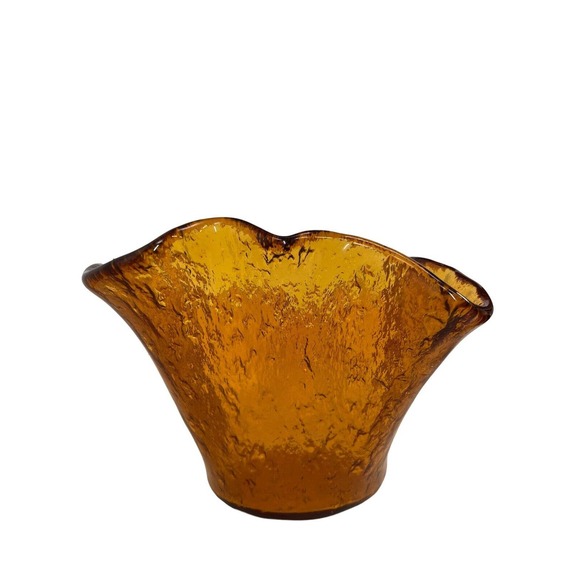 Murero Vintage MCM Art Glass Amber Freeform Dish Bowl - Picture 7 of 12